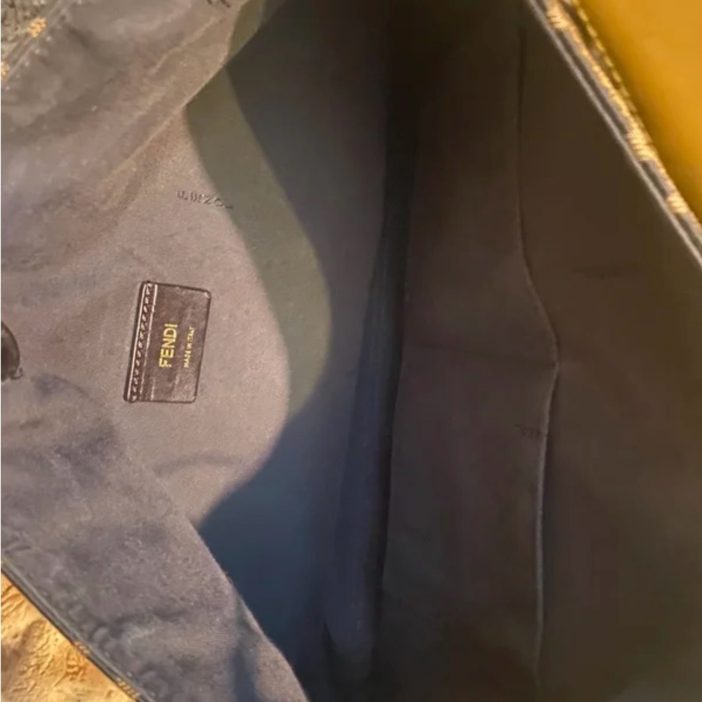 Fendi Brown Monogram Canvas Shoulder Bag with Yellow Leather Strap - Picture 8 of 8
